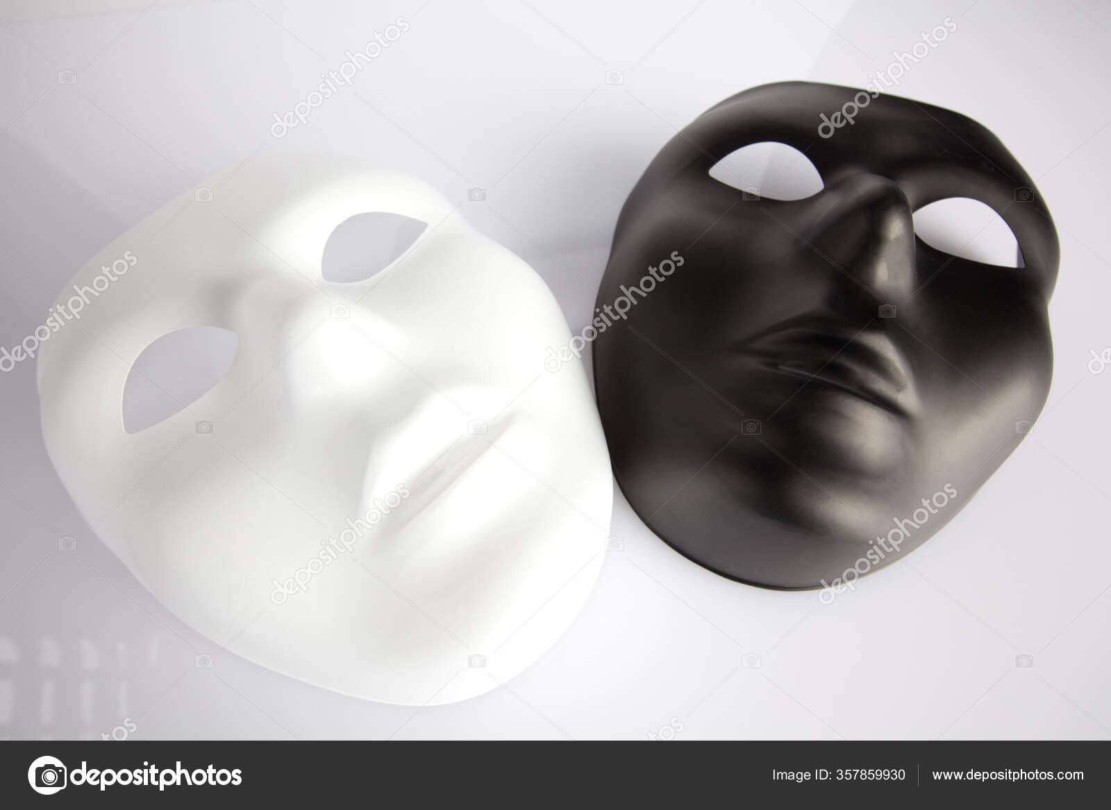 Black White Masks White Surface Looking Upwards Stock Photo by ©gregbrave  357859930